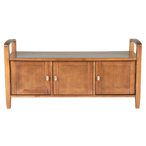 Simpli Home AXWSH006 Warm Shaker Collection 44-Inch Wide Entryway Bench, Honey Brown, 1-Pack