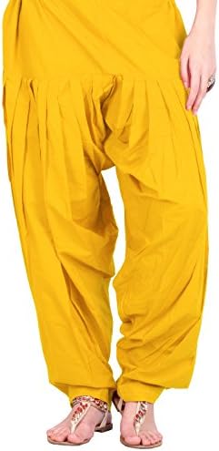 Estyle Women's Semi Patiala Bottom With Side Pockets Free Size Yellow