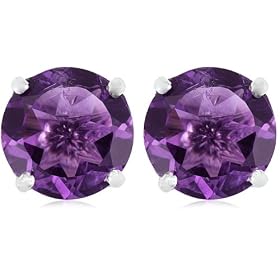 Sterling Silver 8mm Round Amethyst Earrings