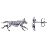 Sterling Silver Wolf with Stud Earrings