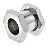 0 Gauge Stainless Steel Screw Fit Hexagon Flesh Tunnel