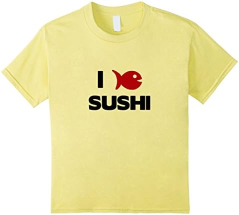 Kids I Love Sushi Fish Heart Funny T Shirt 12 Lemon