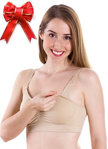 Ultra Comfortable Maternity Seamless Bra, Large, Beige