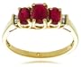 10k Yellow Gold July Birthstone 3-Stone Created Ruby with Diamond-Accent Ring, Size 7