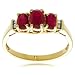 10k Yellow Gold July Birthstone 3-Stone Created Ruby with Diamond-Accent Ring, Size 7