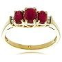 10k Yellow Gold July Birthstone 3-Stone Lab-Created Ruby Ring w/ Diamond Accent