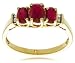 Jewelry : 10k Yellow Gold July Birthstone 3-Stone Lab Created Ruby Ring w/ Diamond Accent, Size 7