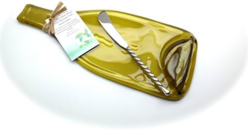Yellow Slumped Glass Flat Cheese Platter, Silverware included.
