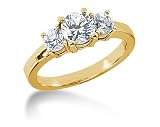 0.50CTW Classic Round Three Stone Ring in 14k Yellow Gold