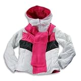 Bongo - Girls Hooded Winter Jacket, White, Pink, Black
