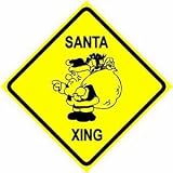 SANTA CROSSING sign * street christmas