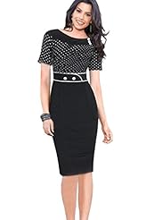 Short Sleeves Cotton/Nylon/Polyester/Spandex Polka Dot Print Knee Length Summer  Dress