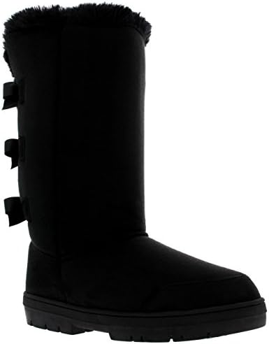 Womens Triplet Bow Tall Classic Fur Waterproof Winter Rain Snow Boots