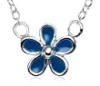 Sterling Silver Blue Enamel Children's Flower Pendant, 14