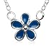 Sterling Silver Blue Enamel Children's Flower Pendant, 14