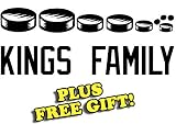 20" x 8.5" Kings Hockey Family Vinyl Sticker Decal [Die-cut, White] + with Free Hockey Pencil