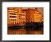 Buildings and Bridge along Arno River at Sunset, Seen from Oltrarno (South Bank), Flo...