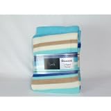 Duet Stripe and Plain Fleece Throws in Blue
