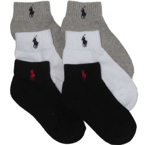 Polo Ralph Lauren Boy's 6-Pair Quarter Crew Socks