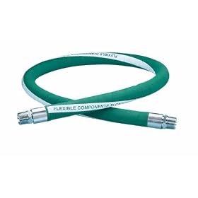 Smooth FEP-lined Rubber Hose Assembly, 3/4" hex male, 10-ft length
