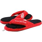 NHL Detroit Red Wings Ladies Red-Black Plush Thong Slippers (X-Large)