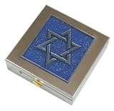 Blue Sparkle Star of David Vitamin Case Large