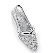 Fun and Glittering Solid Sterling Silver Cubic Zirconia Rhodium Plated Ladies Shoe Shape Pendant.