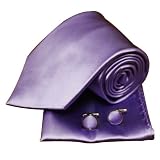 Y & G Purple festen Krawatten Weihnachtsgeschenke für Papa Krawatte Manschettenknöpfe Taschentuch Set H5073