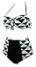 Cocoship Retro Black White Geometric Patterns High Waist Bikini Tassel Swimsuit(FBA)
