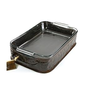 Large Hammered Rectangular Casserole with Glass Insert by Jan Barboglio