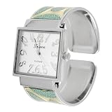 Geneva Platinum Polished Cuff Watch by Geneva