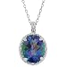 2.53 Ct Millenium Blue Oval Mystic Quartz and Diamond 18k White Gold Pendant 2.53 Ct Millenium Blue Oval Mystic Quartz and Diamond 18k White Gold Pendant