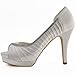 Elegantpark EP11064-IPF Women Peep Toe Platform High Heel D'orsay Pleated Satin Wedding Party Pumps Shoes