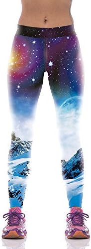 Slimming Shaper White High Waist Galaxy 3D Print Skinny Workout Fitness Tights Leggings