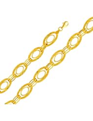 14K Yellow Gold Fancy Bracelet with Lobster Claw Clasp - 7.5" Inches
