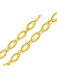 14K Yellow Gold Fancy Bracelet with Lobster Claw Clasp - 7.5" Inches