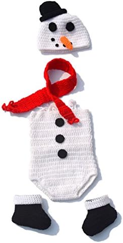 Newpioneer Baby Clothes Infant Newborn Baby Boy Girl Crochet Hat Clothes Baby Photograph Props (snowman)