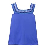 Girls' Cherokee Sleeveless Smocked Square-Neck Tank - Blue