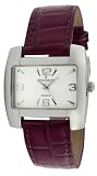 Peugeot Women's PQ2601PR Silver-Tone Purple Leather Strap Watch