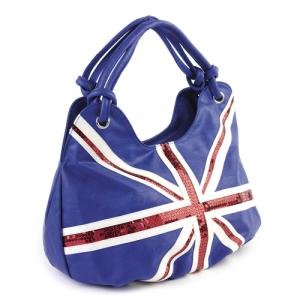 New Womens Uk Union Jack Sequin Large Shoulder Hand Bag