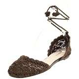 ALL BLACK Womens Open Crochet Ballet Flat