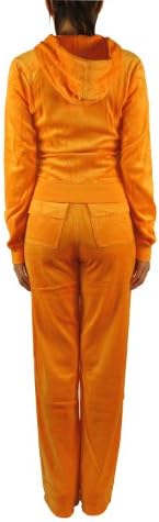 FandS-JO23019 Women's Hoodie Velour Set (LARGE, DARK ORANGE)