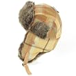 New Plaid Faux FUR Pilot Trapper Trooper Hat Beige Medium Large