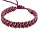 Mens Womens Coloured Real Leather Weave Plaited Wristband Bracelet - G