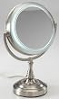 Fluorescent Lighted 10X to 1X Vanity Mirror in Satin Nickel
