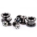 Gem Face BlackLine Flesh Tunnel Plug from 16 gauge to 5/8'', in 12g (Gauge), Sold Individually