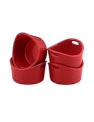 Kitchen: Rachael Ray Stoneware 4-Piece Bubble & Brown Ramekin Set, Red - Meyer