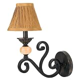 Globe Espresso One-Light Upward Wall Sconce, Ebony with Pleated Gold Shade #61215