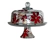 ArtisanStreet's Hand Painted 2-piece Pedestal Poinsettia Cake Plate with Dome Cover. Made to Order, Signed.