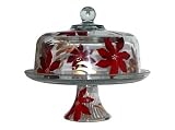Review ArtisanStreet  / ArtisanStreet's Hand Painted Cake Plate with Dome Cover. Two Piece Set Features Bright Red Poinsettias Trimmed with Gold Leaves. Made to Order Set Signed by Artisan.